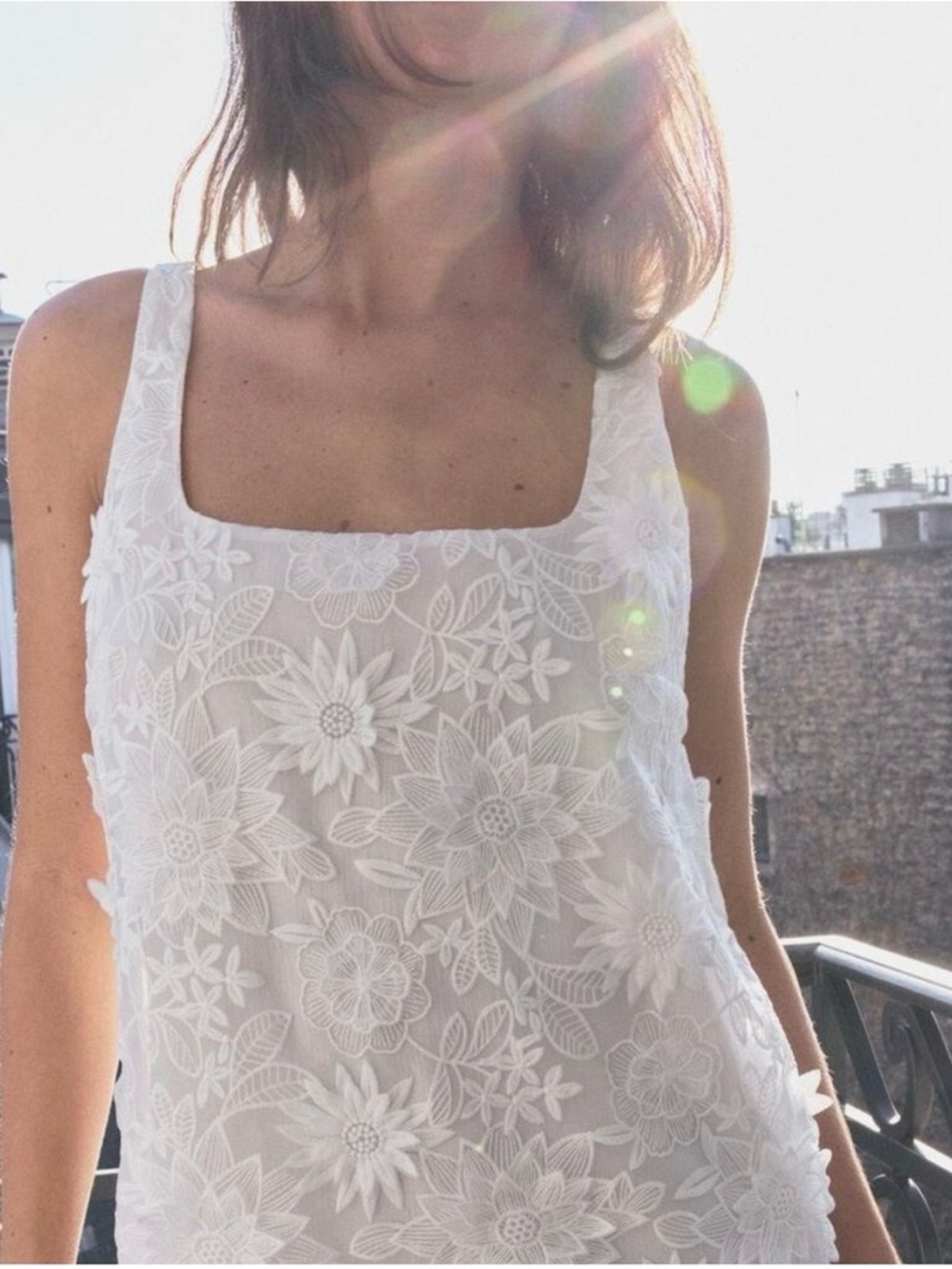 Zara White Floral Lace Slip Chemise - Picture 7 of 8
